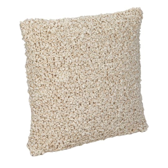 Hello Honey® 20" Cream Woven Cotton Blend Bouclé Pillow